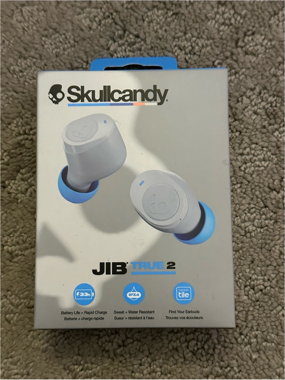 BRAND NEW Skullcandy Jib True 2 Wireless Earbuds Light Grey/Blue Tile IPX4
